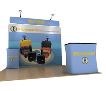 Compact booth 10x10 with hanging light box