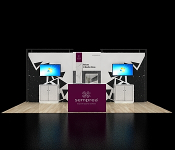 Interactive 10x20 booth with multimedia displays