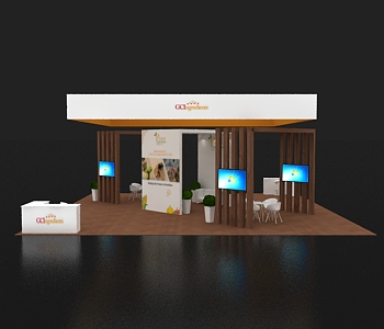 Trade booth 40x40 with central demo and signage