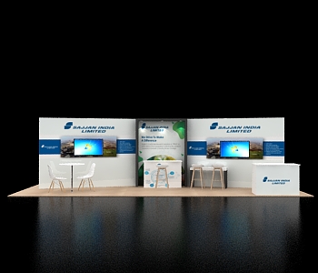 10x30 trade booth with three display towers