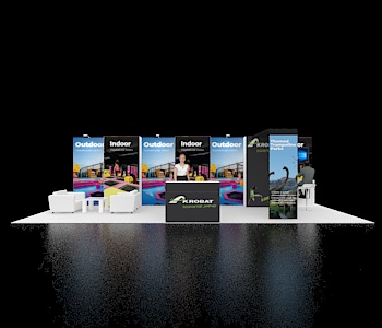Trade show booth 10x30 with video screen wall