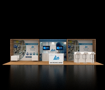 Trade booth 10x30 with branded fabric walls