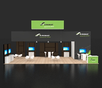 Custom 20x40 exhibit with marketing materials