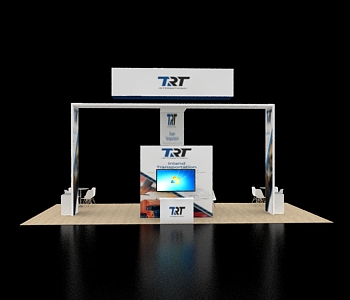 Premium 20x40 booth with visitor engagement area