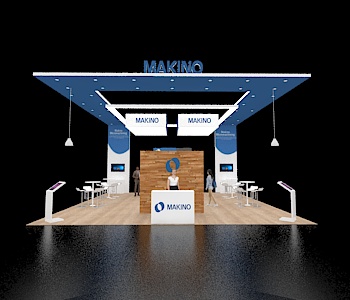 Trade show 30x30 booth with LED header tower