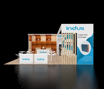 30x30 booth with open demo area and seating