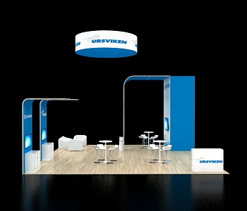 Exhibit 30x30 with corner LED product walls