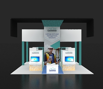 Exhibit 30x30 with open demo area layout