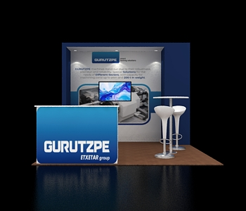 Trade show exhibit 10×10 with bold artwork backdrop