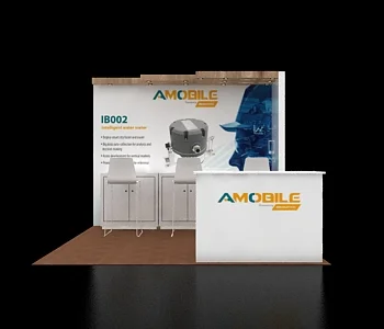 10×10 trade show display with overhead lighting