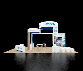 Creative 20x40 booth showcasing branding elements